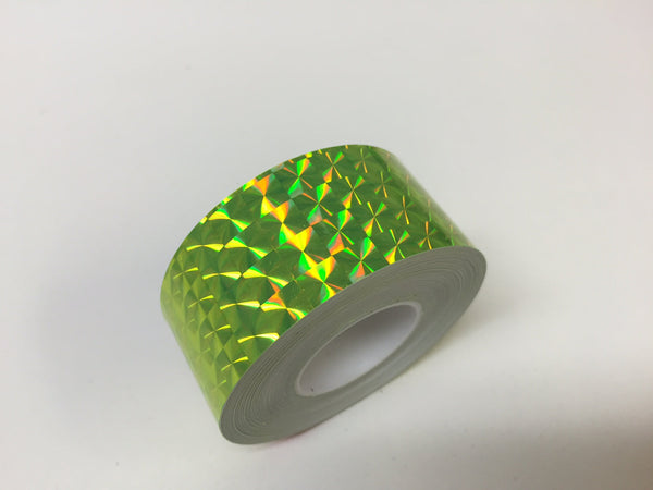 Surplus 1 inch x 300 foot rolls of Prism Tape, Holographic Iridescent 1/4" Mosaic
