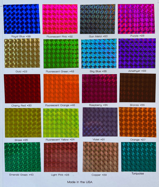 Surplus 1 inch x 300 foot rolls of Prism Tape, Holographic Iridescent 1/4" Mosaic