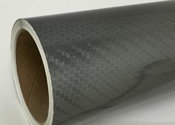 Diagonal Carbon Fiber Sign Vinyl 12inch x 10 feet, Gun Metal Black