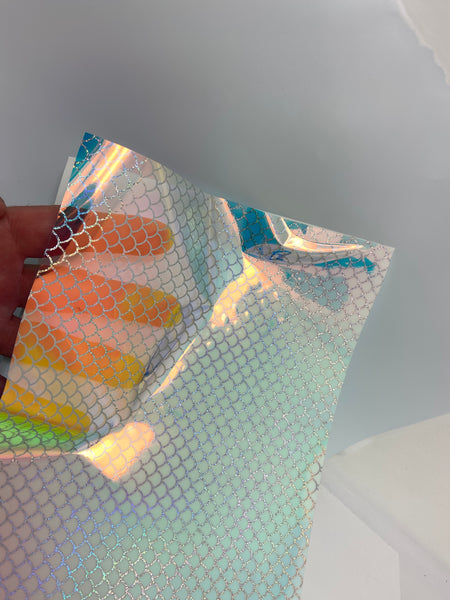 Blue Opal Transparent Holographic Fish Scale Pattern Vinyl
