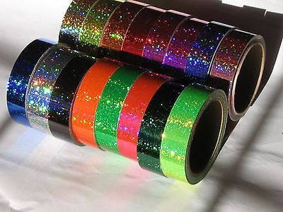 15 Different Color  Glittering Tapes, 1/2 inch x 25 feet