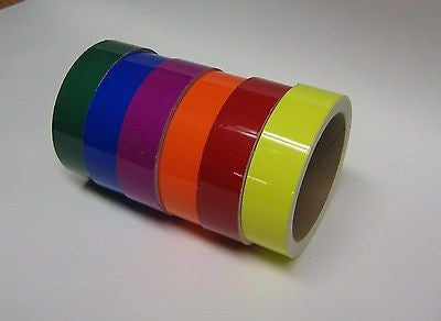6 Rolls of Colored Vinyl Tapes, Rainbow Colors, 1 Inch x 25 feet