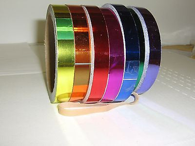 Any 6 Colors,  Chrome Tape, 1/4" x 25 ft,  Free S&H