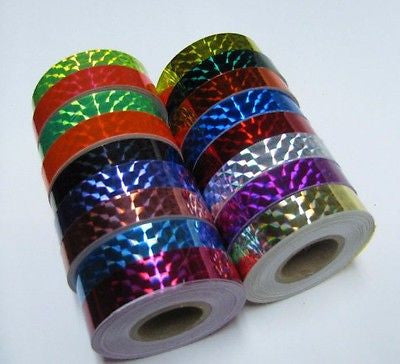 6 rolls of Prism Tape, 1/2 Inch x 25 ft, Your color choices, Holographic Tape