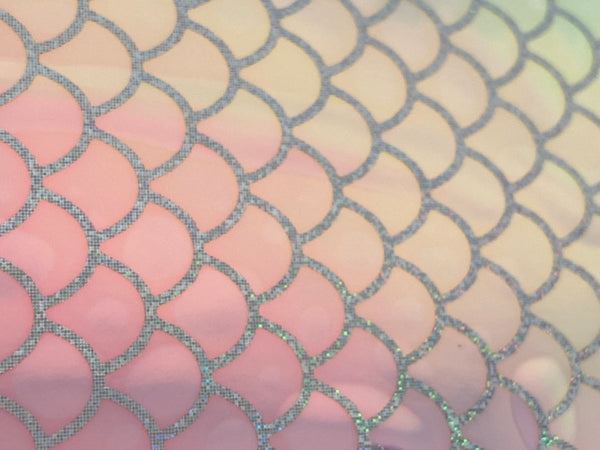 Blue Opal Transparent Holographic Fish Scale Pattern Vinyl