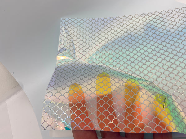 Blue Opal Transparent Holographic Fish Scale Pattern Vinyl