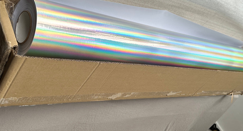 WIDE Holographic Oil Slick - Rainbow Sign Vinyl, 50 inch x 150 feet OIL SLICK Shimmer