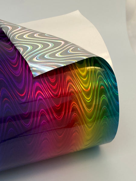 Multi Color Holographic Vinyls, choose pattern and size, 12" wide