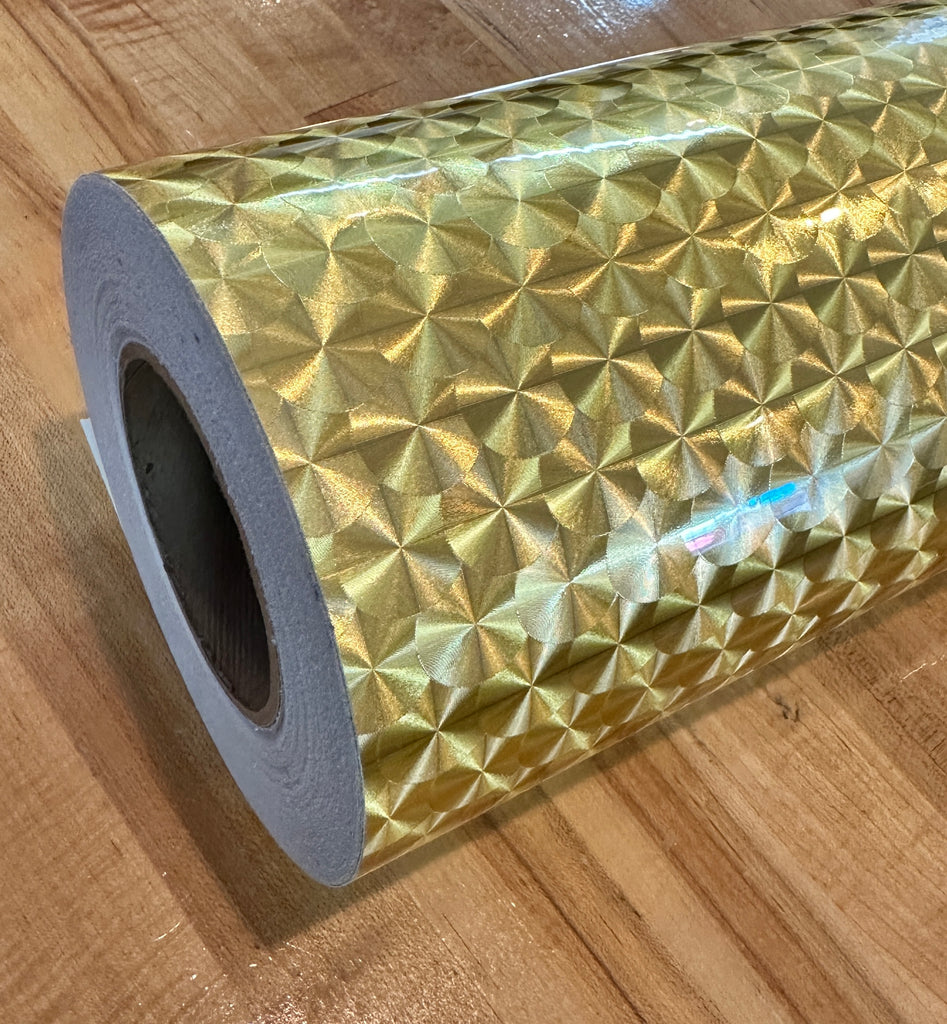 Gold LARGE Engine Turn Vinyl  25 Inch x 150 ft, LongLife Sign Vinyl