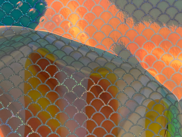 Blue Opal Transparent Holographic Fish Scale Pattern Vinyl