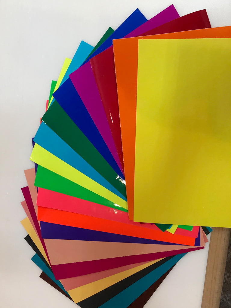 ANY 20 Colored Transparent Vinyl Sheets, 8" x 12", Adhesive Coated
