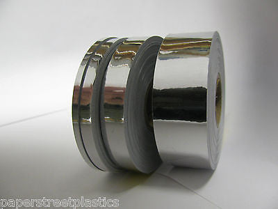 Chrome Tape Set, 1/8", 1/4", 1/2" and 1" x 50 ft rolls of  Silver Mirror Tape